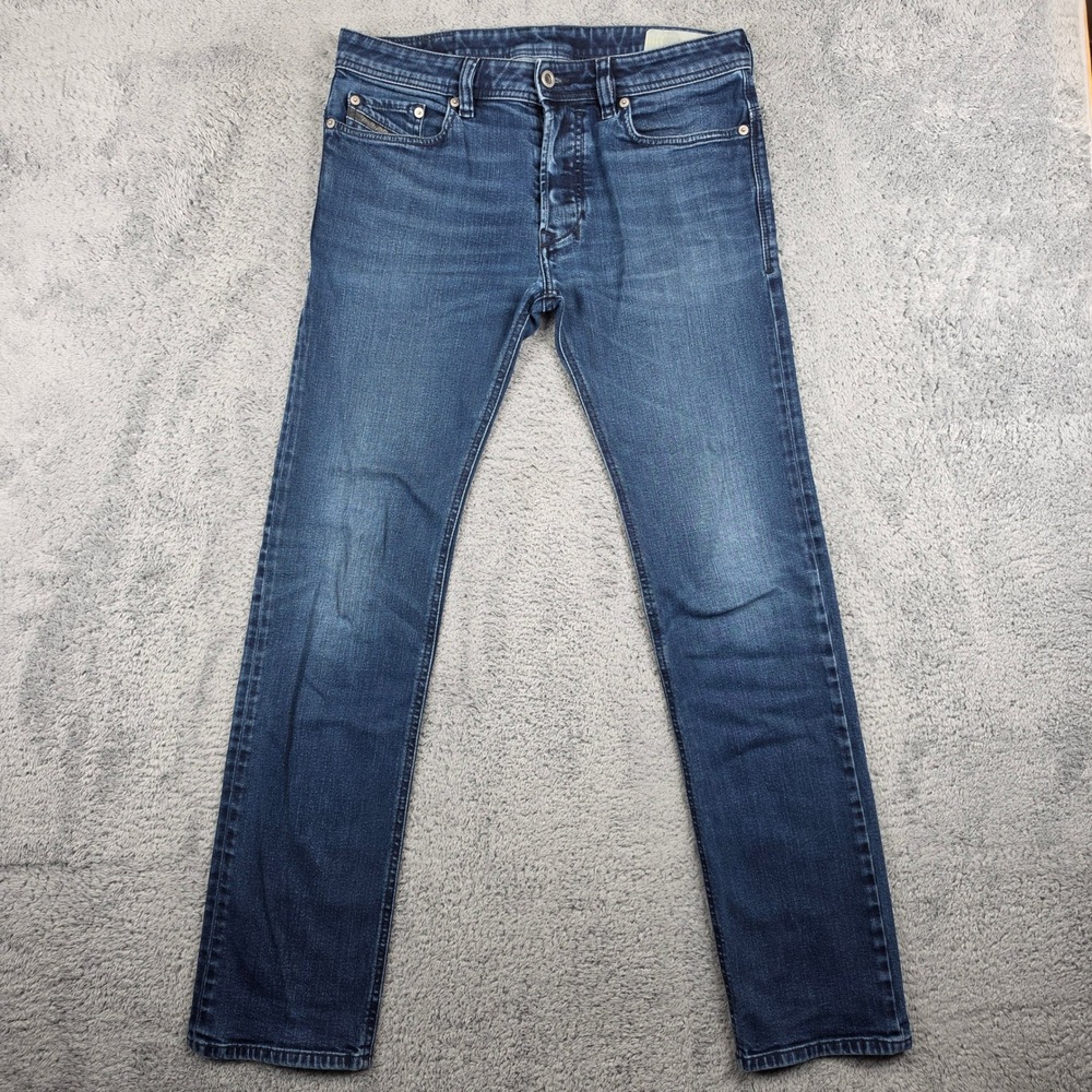Diesel Safado Jeans Mens 30x30 Blue Regular Straight Button Fly Stretch Denim